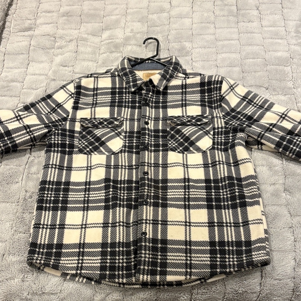 Blue/Grey and white Plaid Button-Up Shirt
